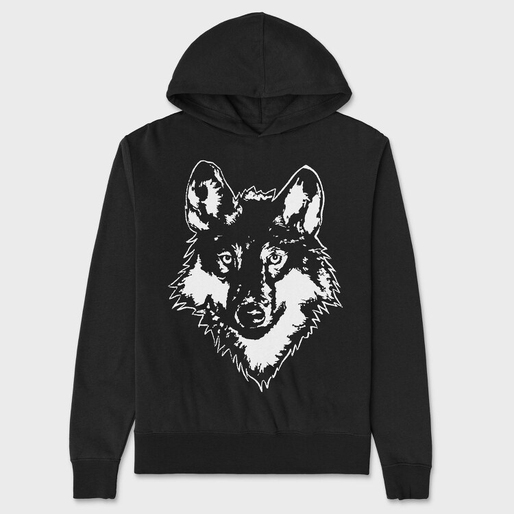 Wolf Wild Animal Head, Hanorac Oversize Barbati (Unisex)