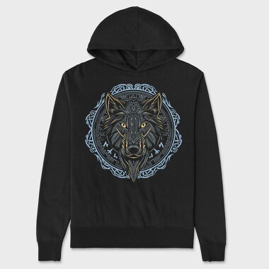Wolf With Runes, Hanorac Oversize Barbati (Unisex)