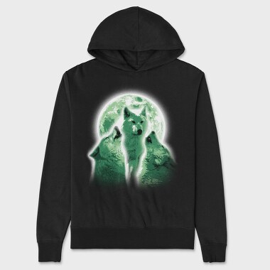 Wolves Howling At The Moon Wolf And, Hanorac Oversize Barbati (Unisex)