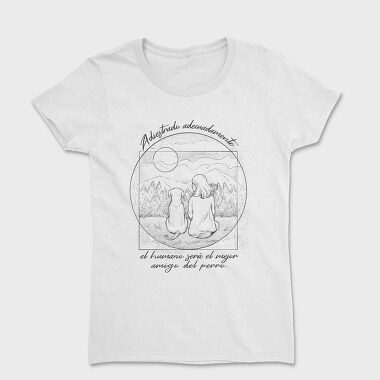 Woman And Dog Landscape Vesubius Girl, Tricou Femei