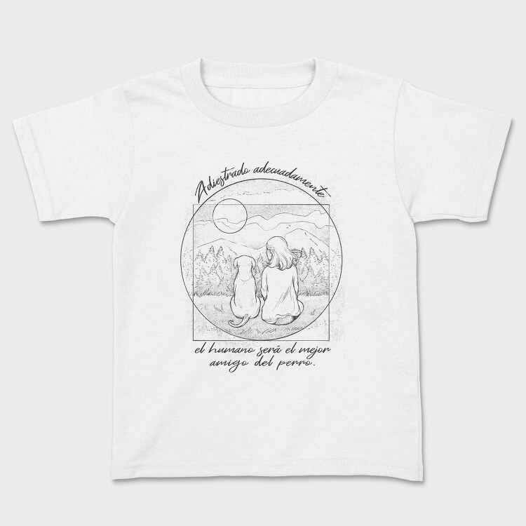 Woman And Dog Landscape Vesubius Girl, Tricou Copii