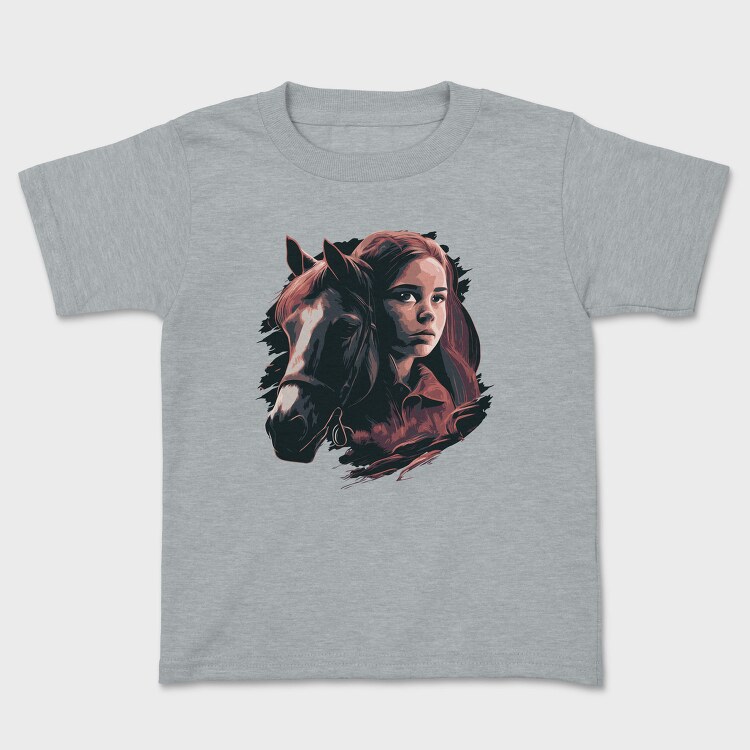 Woman And Horse Animal Girl, Tricou Copii