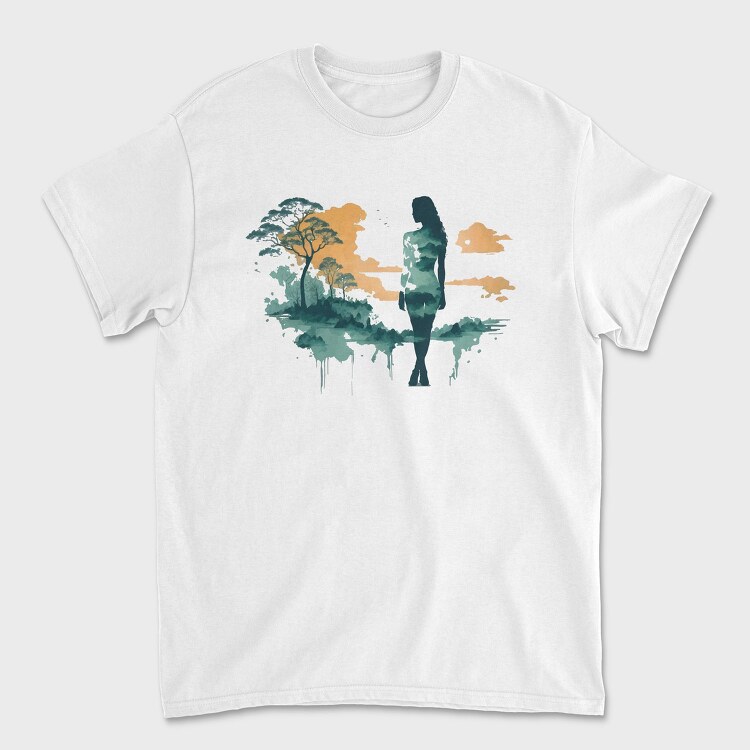 Woman And Nature Watercolor, Tricou Barbati (Unisex)