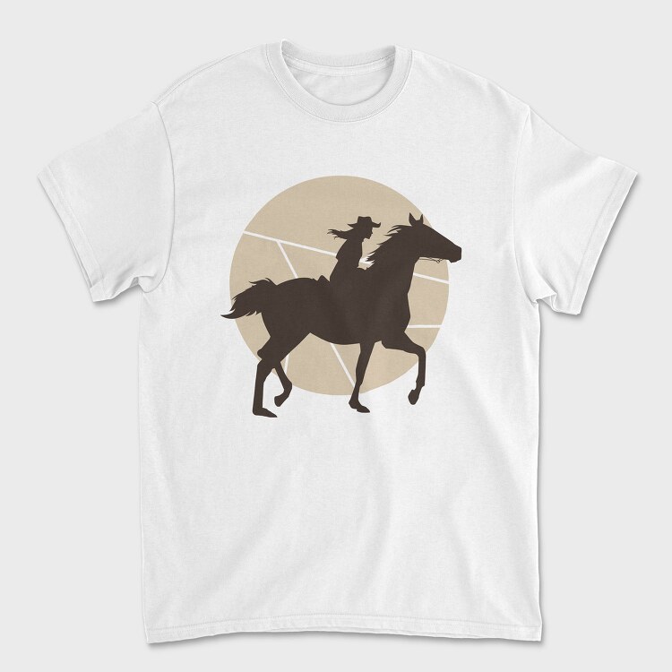 Woman Horse Rider Cowgirl Silhouette, Tricou Barbati (Unisex)