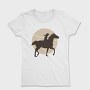 Woman Horse Rider Cowgirl Silhouette, Tricou Femei