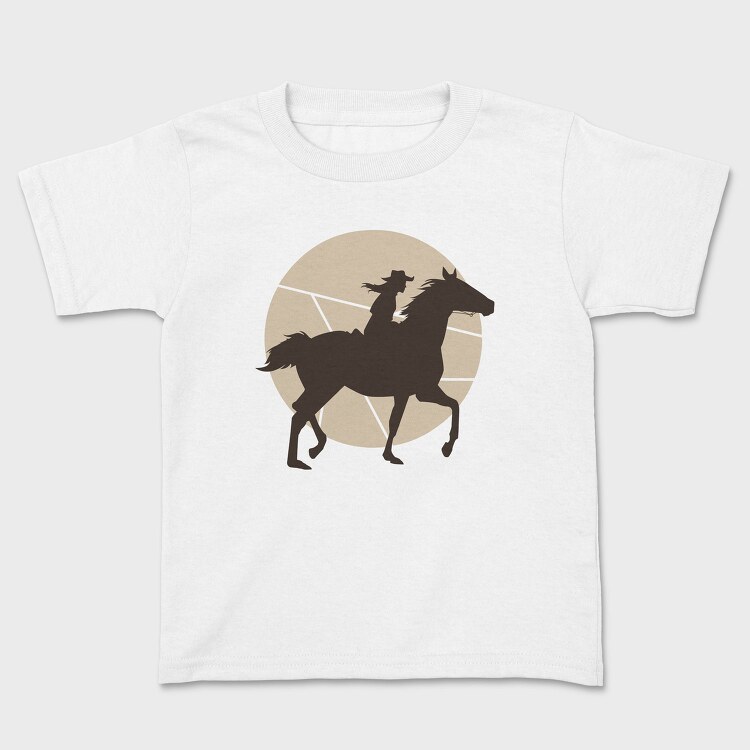 Woman Horse Rider Cowgirl Silhouette, Tricou Copii