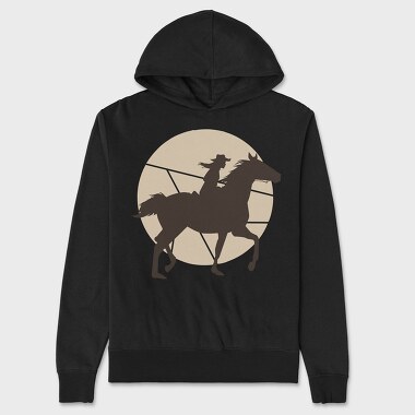 Woman Horse Rider Cowgirl Silhouette, Hanorac Oversize Barbati (Unisex)