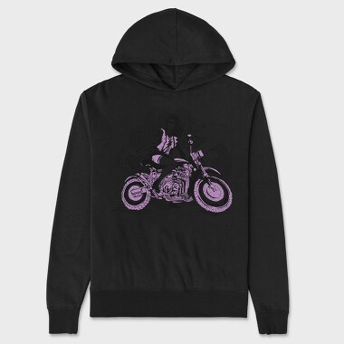 Woman In Motorcycle Biker Girl, Hanorac Oversize Barbati (Unisex)