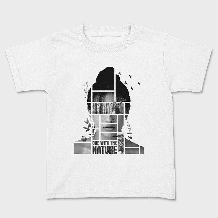 Woman In Nature Collage Framed Portrait Girl, Tricou Copii