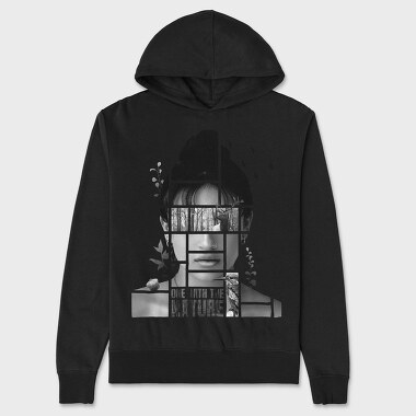 Woman In Nature Collage Framed Portrait Girl, Hanorac Oversize Barbati (Unisex)