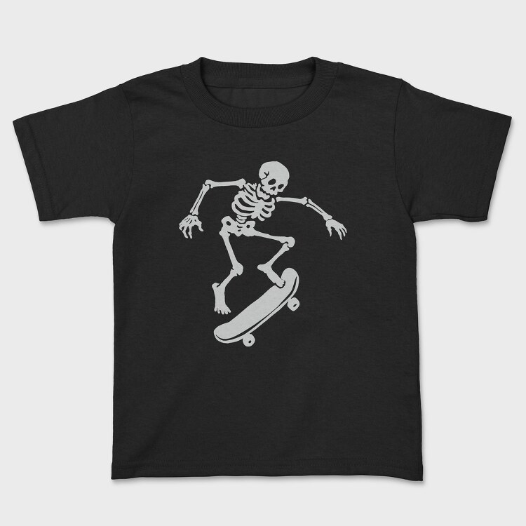 Skateboarding Skeleton On Skateboard, Tricou Copii