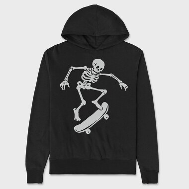 Skateboarding Skeleton On Skateboard, Hanorac Oversize Barbati (Unisex)