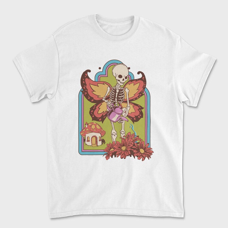 Skeleton And Flowers Skull Fairy, Tricou Barbati (Unisex)