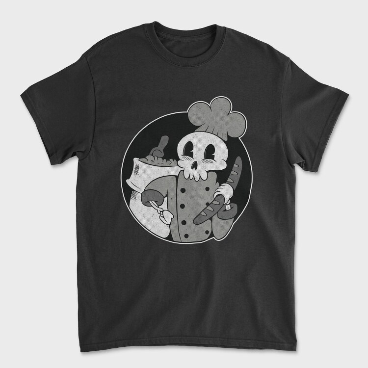 Skeleton Baker Retro Chef Cartoon, Tricou Barbati (Unisex)