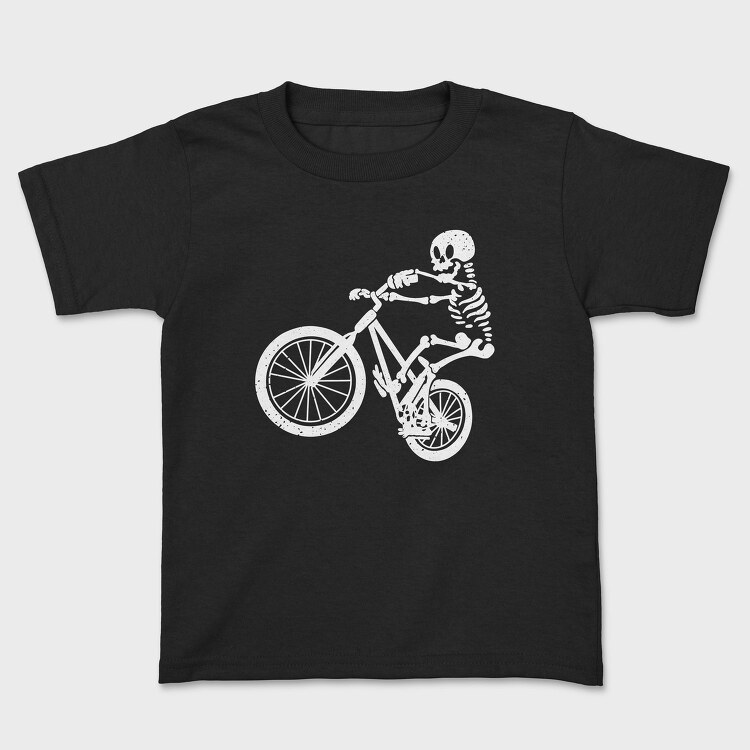 Skeleton Biker Skull Bike Silhouette, Tricou Copii