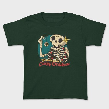 Skeleton Christmas Creepy Cartoon, Tricou Copii