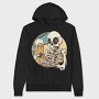 Skeleton Drinking And Smoking Retro Beer Cigar, Hanorac Oversize Barbati (Unisex)