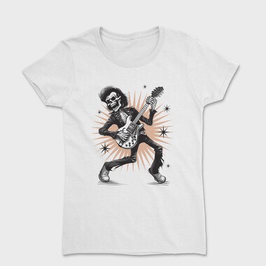 Skeleton Electric Guitar Rockabilly, Tricou Femei