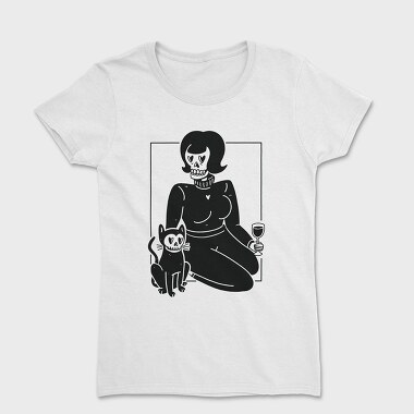 Skeleton Girl And Cat, Tricou Femei
