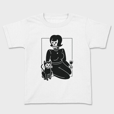 Skeleton Girl And Cat, Tricou Copii