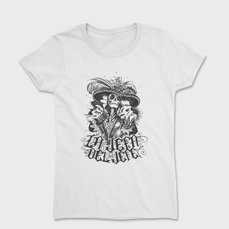 Skeleton Mexican Character Hand Drawn Jefa, Tricou Femei