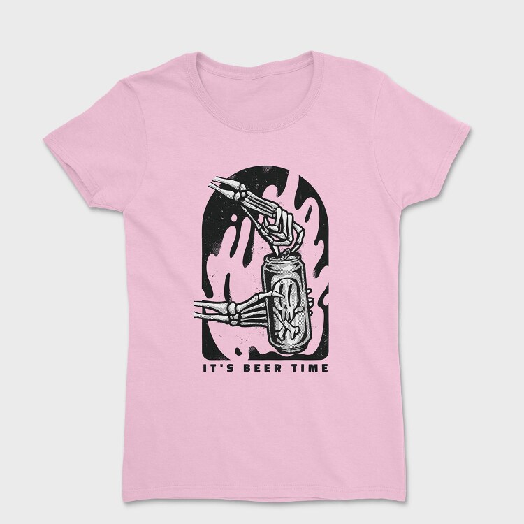 Skeleton Opening Beer Can It S Beer Time, Tricou Femei