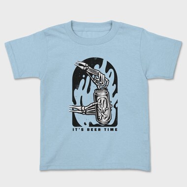 Skeleton Opening Beer Can It S Beer Time, Tricou Copii