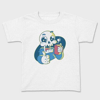 Skeleton Reaper Drinking Grim Coffee, Tricou Copii