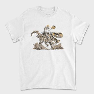 Skeleton Riding Mummy Dinosaur T Rex, Tricou Barbati (Unisex)