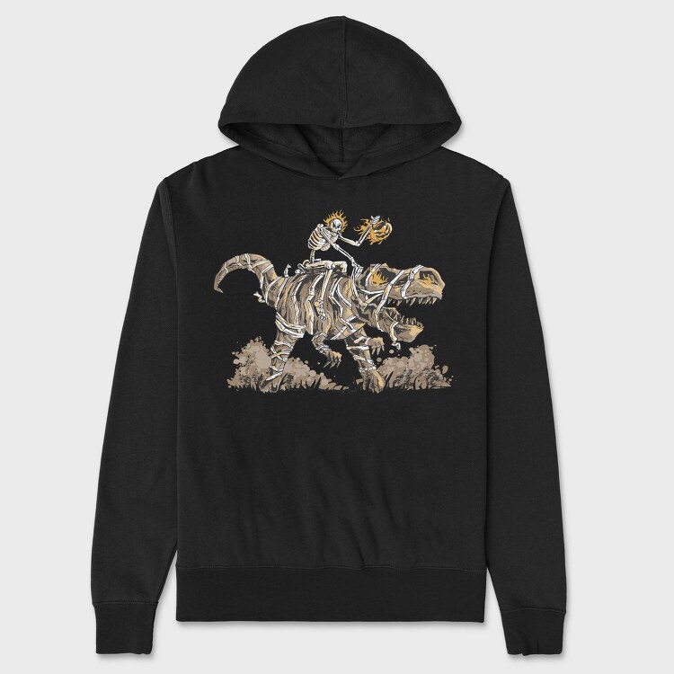 Skeleton Riding Mummy Dinosaur T Rex, Hanorac Oversize Barbati (Unisex)