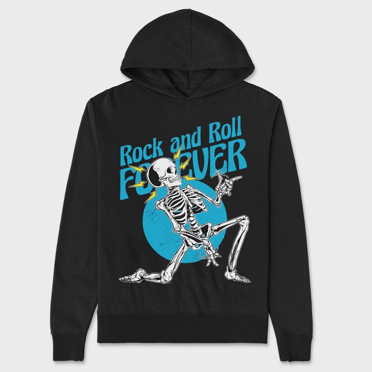 Skeleton Rock And Roll Forever, Hanorac Oversize Barbati (Unisex)