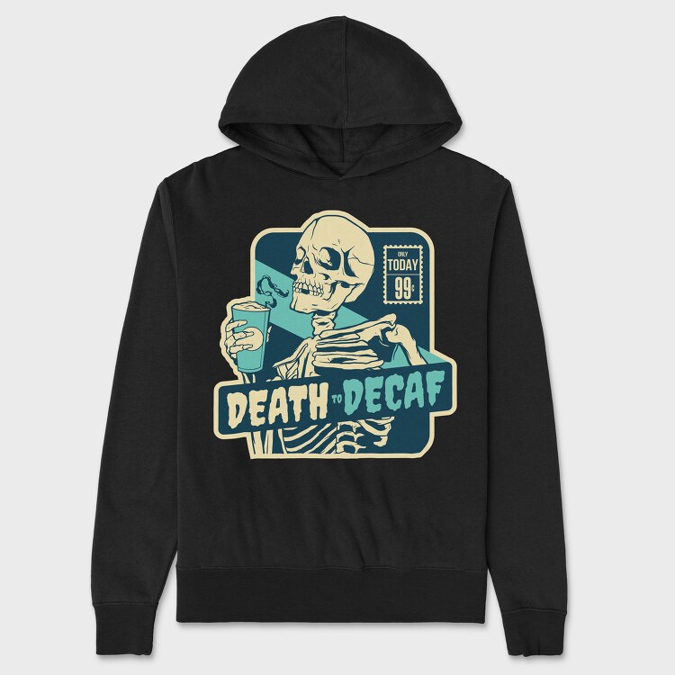 Skeleton With Caffeine Drink Death Coffee, Hanorac Oversize Barbati (Unisex)
