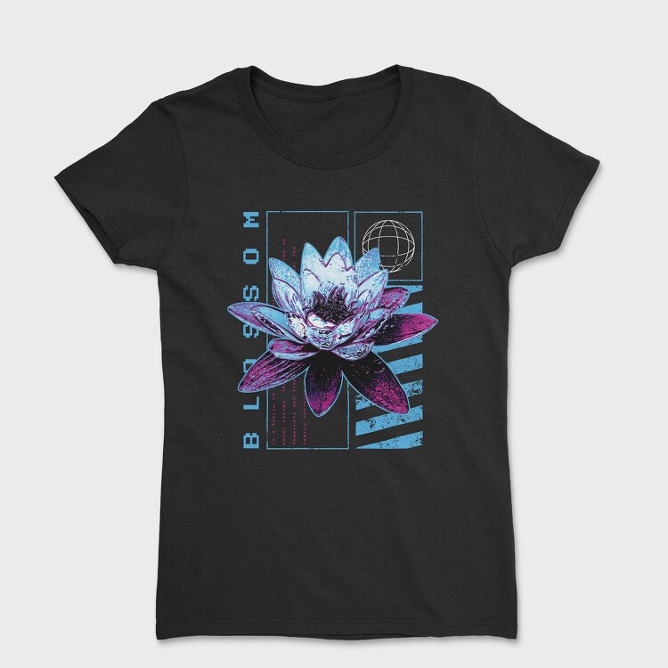 Metallic Lotus Flowers Metal Trap Chromed, Tricou Femei