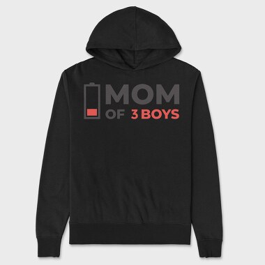 Mom Of Three Boys Quote, Hanorac Oversize Barbati (Unisex)