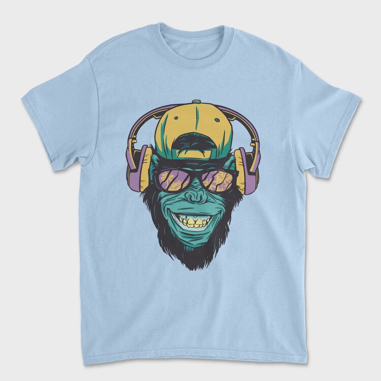 Monkey With Headphones, Tricou Barbati (Unisex)