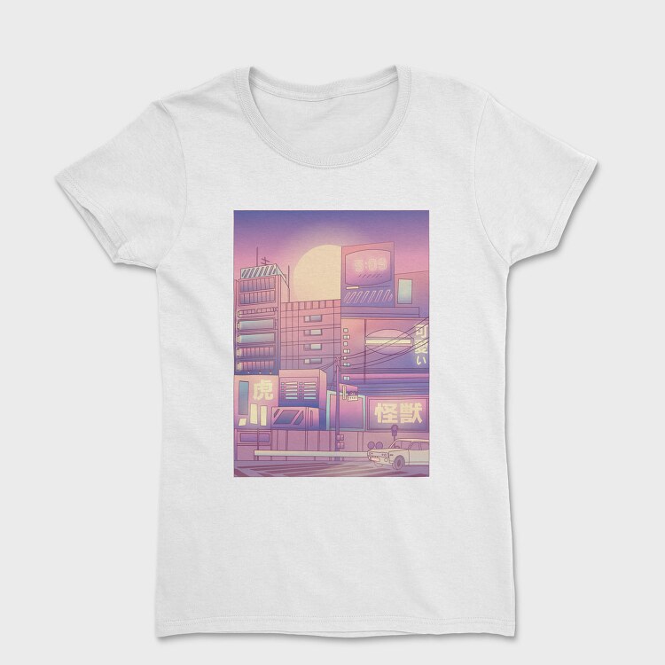 Monochromatic Vaporwave Japan City, Tricou Femei
