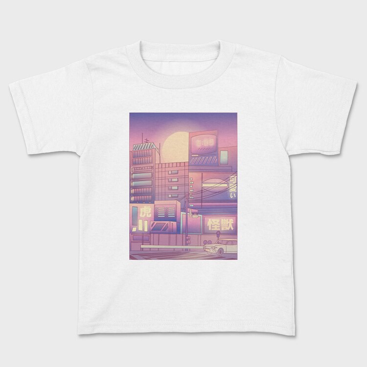 Monochromatic Vaporwave Japan City, Tricou Copii