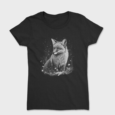 Monochrome Fox Snow Realistic, Tricou Femei