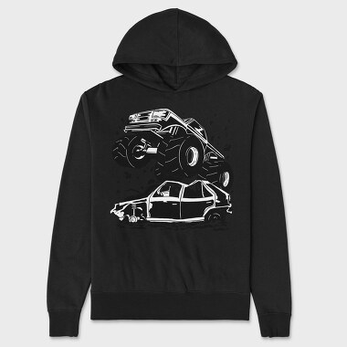 Monster Truck And Car, Hanorac Oversize Barbati (Unisex)