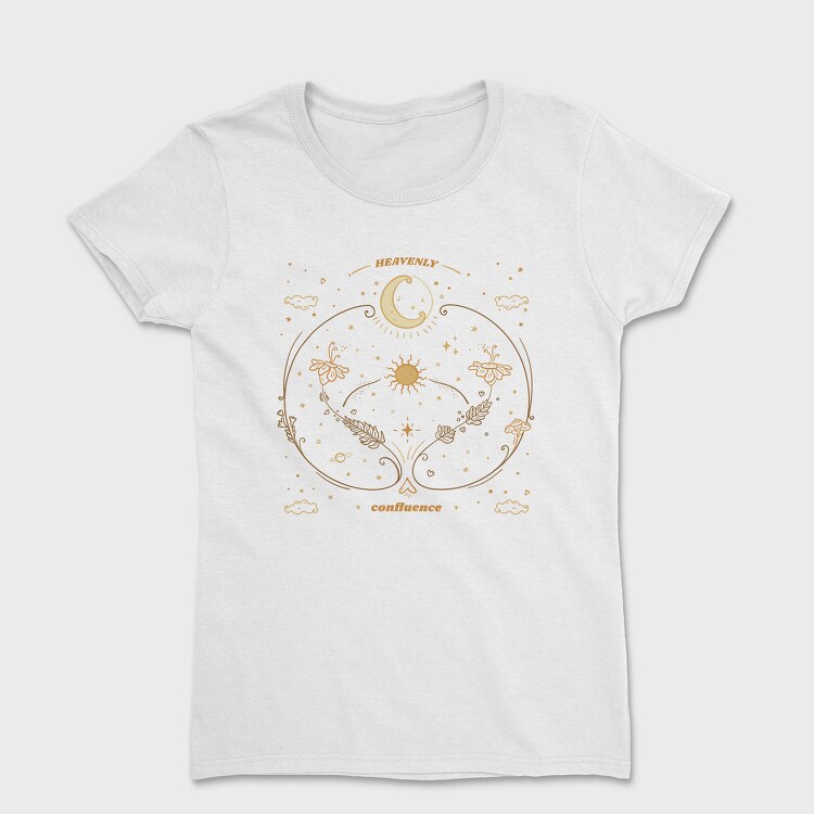 Moon Circle And Wildflowers Stars Sun Planets Tote 10, Tricou Femei