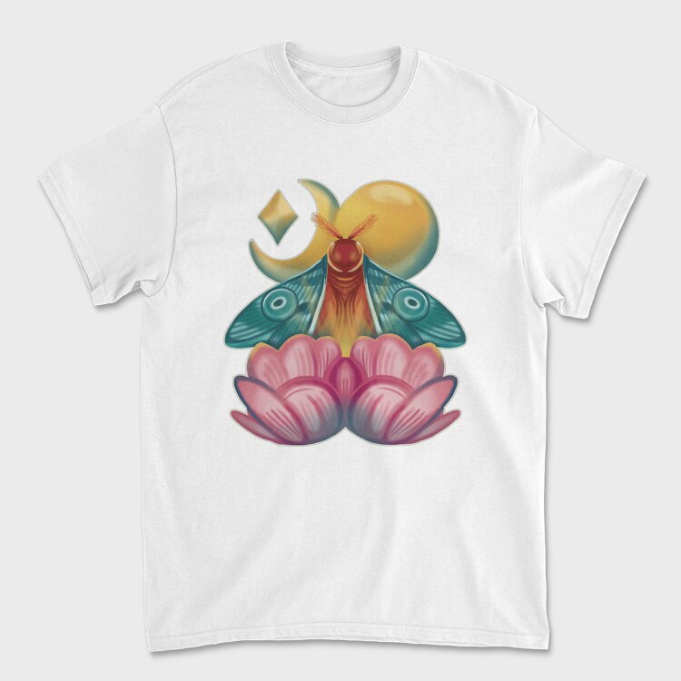 Moth Insect With Lunar Flowers, Tricou Barbati (Unisex)