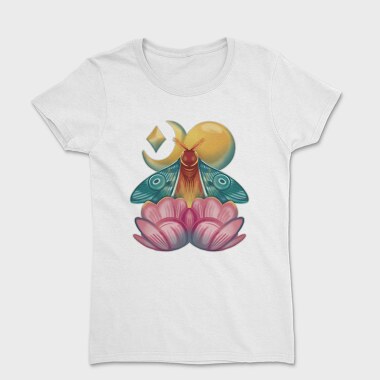 Moth Insect With Lunar Flowers, Tricou Femei