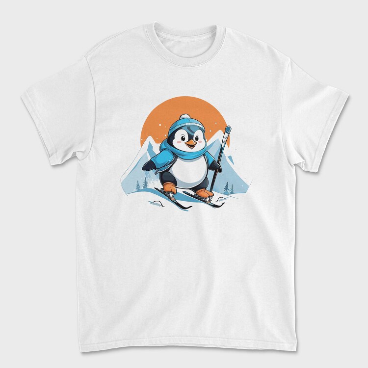 Skiing Penguin Sky, Tricou Barbati (Unisex)