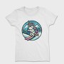 Skiing Unicorn Winter Scene Sky, Tricou Femei