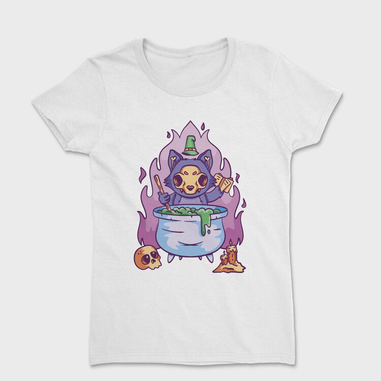 Skull Cat Gothic Witch Cake, Tricou Femei
