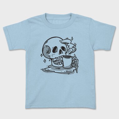 Skull Drinking Coffee Skeleton, Tricou Copii