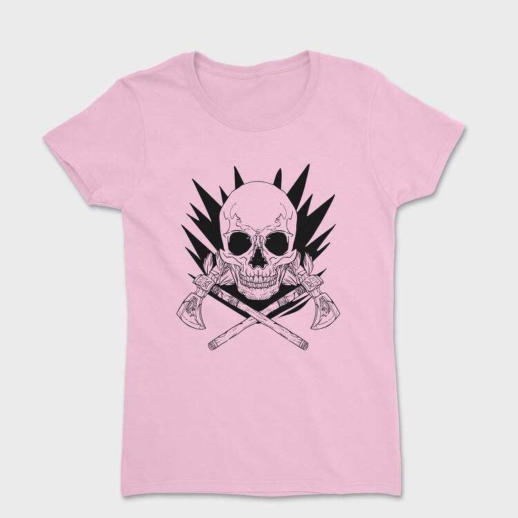 Skull With Axe Weapons Axes, Tricou Femei