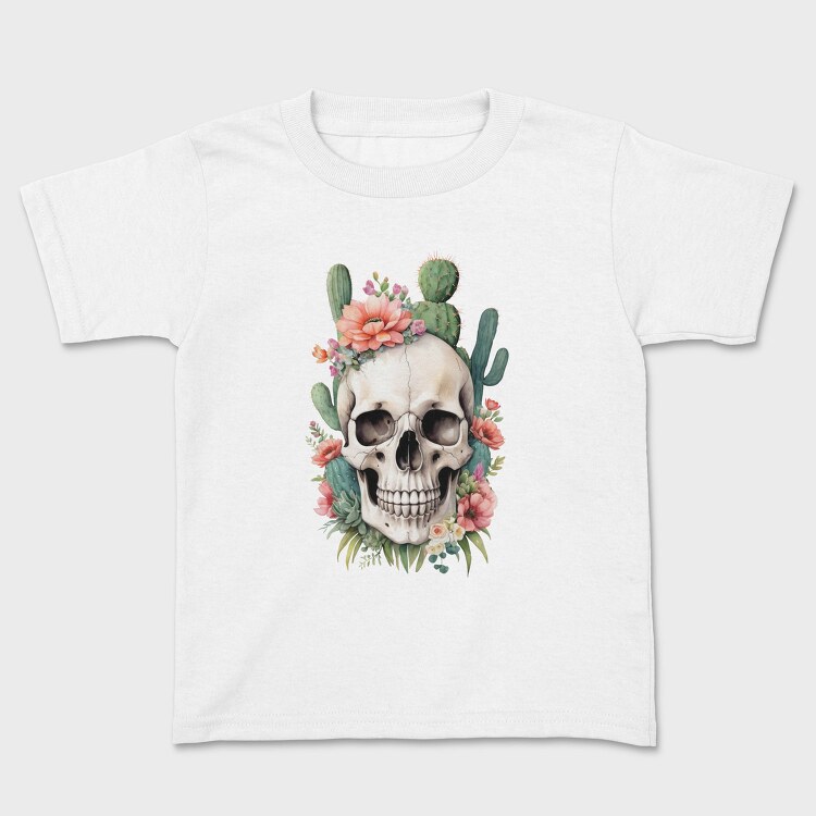 Skull With Cacti And Flowers, Tricou Copii