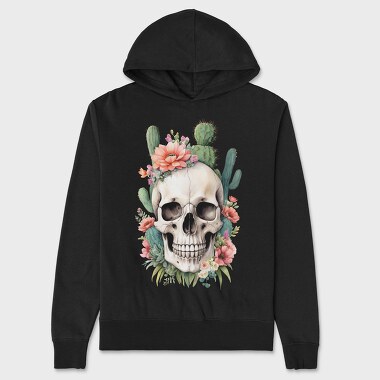 Skull With Cacti And Flowers, Hanorac Oversize Barbati (Unisex)