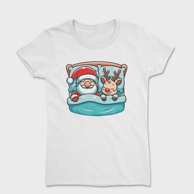 Sleepy Santa And Reindeer, Tricou Femei
